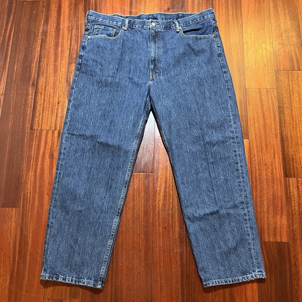 Levis Jeans Mens 43x30 550 Blue Medium Wash Relaxed Tapered Leg Denim Workwear